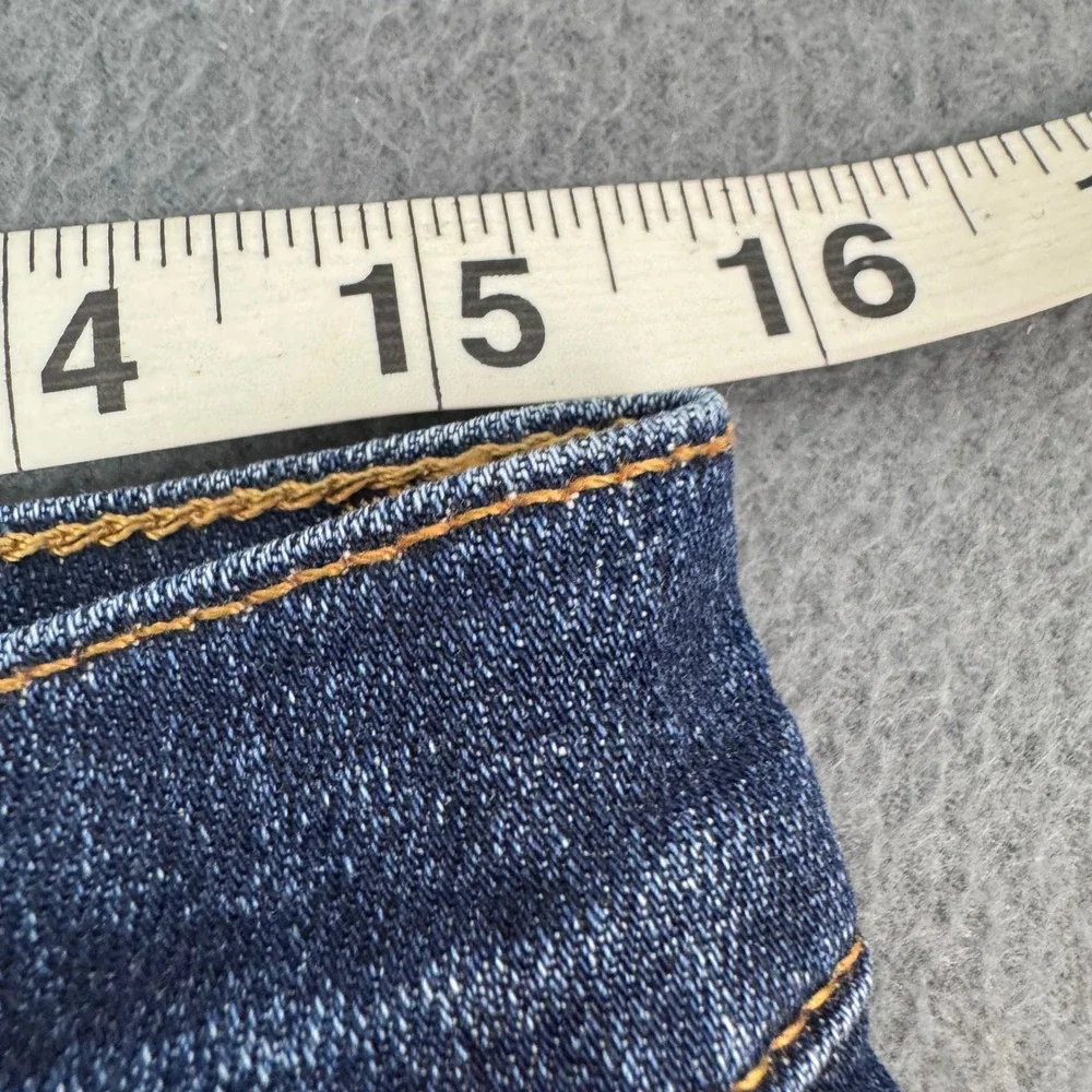 Frame Le High Straight Jeans Womens 31 Blue Meribel Snap Ankle Slit LHSTSA148